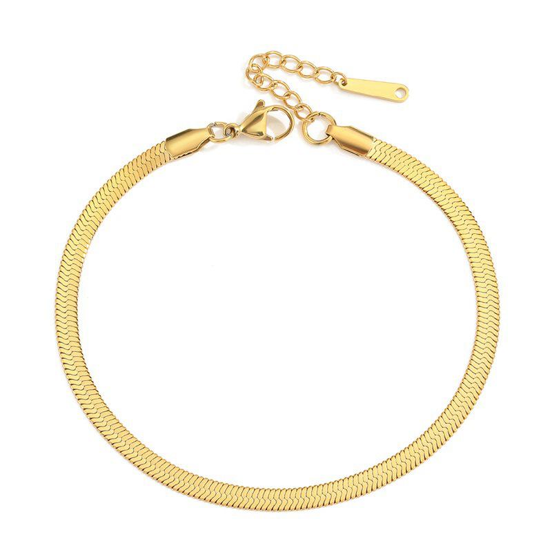 14K Gold-Plated Stainless Steel Snake Chain Anklets for Men & Women