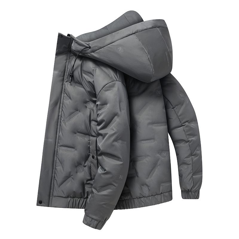 

2025 Мужская повседневная короткая куртка с флисовой подкладкой Ветрозащитная Теплая утолщенная куртка XXXXL серый