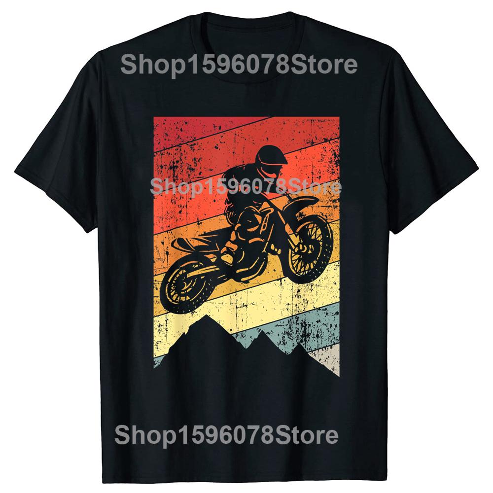 Motocross Bike Vintage Dirtbike Gift Racing Retro Dirt Bike TShirt Moto Shirt Streetwear Men Clothing Pure Cotton Tops Camisas