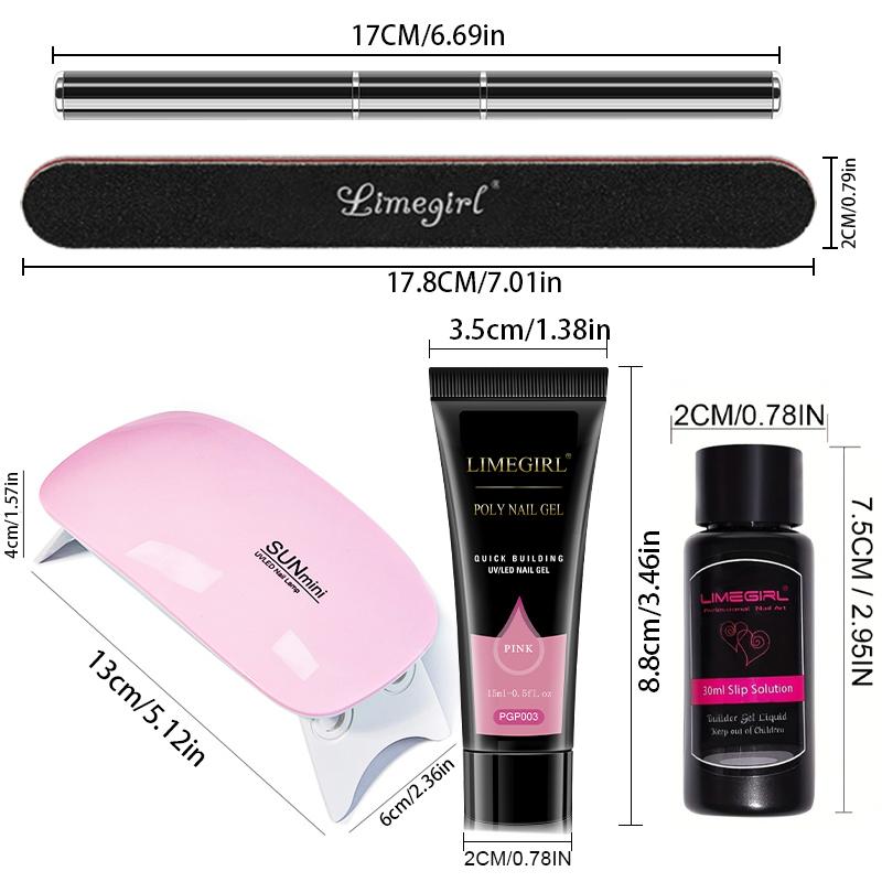 limegirl 15ml Extension Nail Gel Set 6W LED Lamp Full Manicure Set Finger Extend Mold Nail Kit All For Quick Extension Tool Kit
