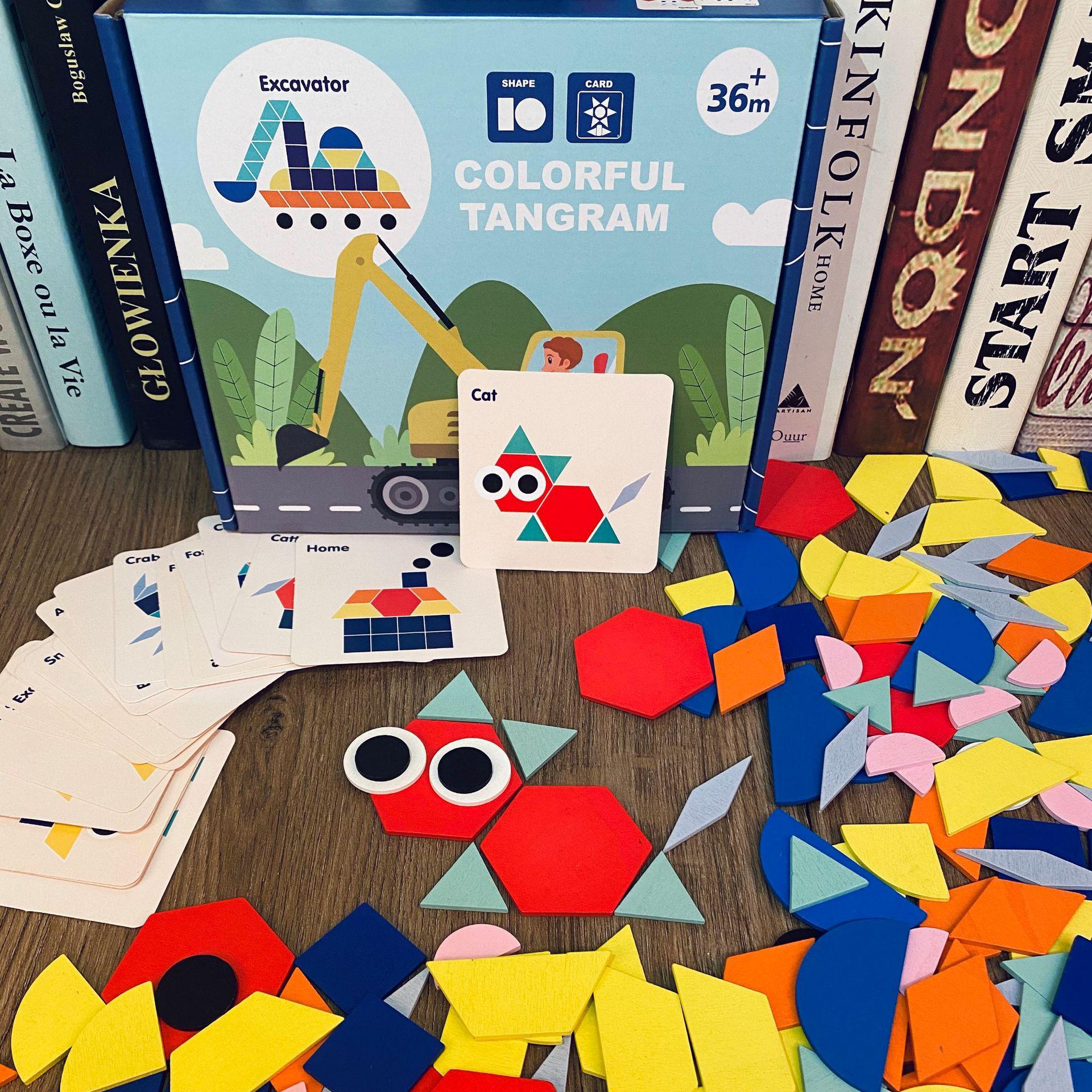 

Tangram Puzzle Set: Geometric Shapes for Kids - Small, Medium & Large Sizes