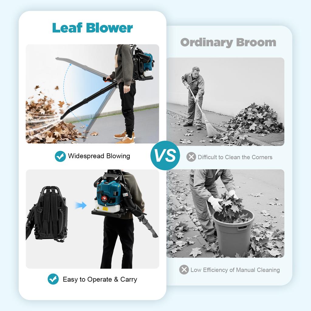 Gasoline Leaf Blower Four Stroke Backpack Blower 52CC Powerful Yard Blower for Garden Lawn Cleaning Leaf Debris Removal Outdoor