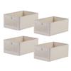 4pcs Breathable Beige Linen Storage Boxes with Clear Window Foldable Closet Organizers for Clothing Sheets and Toy