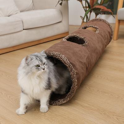 Juguetes para gatos Tente Chat Suede Long 129cm Túnel para gatos Túnel plegable Antimanchas Resistente a la suciedad Productos para mascotas Juguetes para mascotas