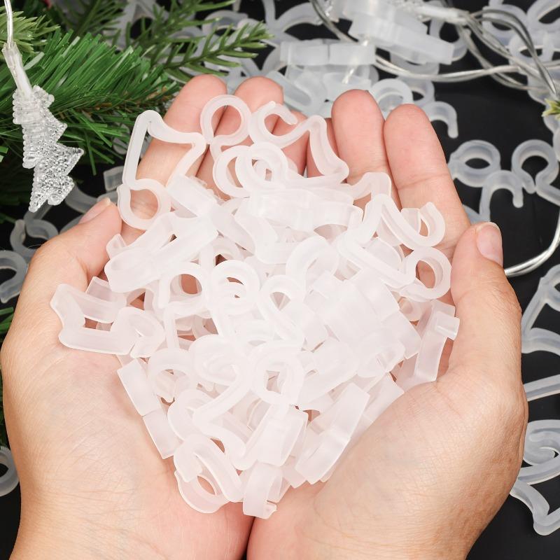 200-20Pcs Christmas Light Clips Plastic S-Clips for String Lights and Rope Lamps Mini Christmas Wreath Yard Decorative Clamp