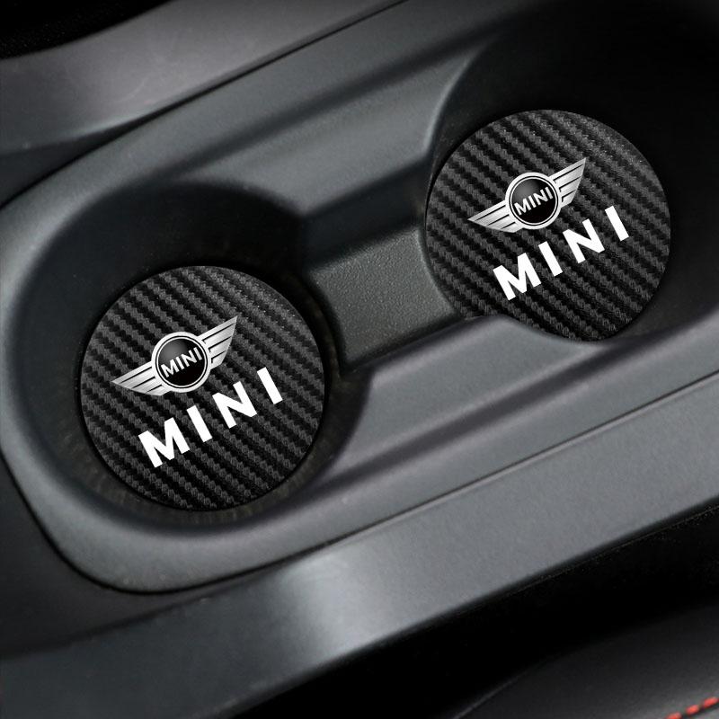 2Pcs Car Carbon Fiber Pattern Anti Slip Cup Protection Pad For BMW Mini Works Cooper F55 F56 F57 F60 F54 R50 R52 R53 R55 R56