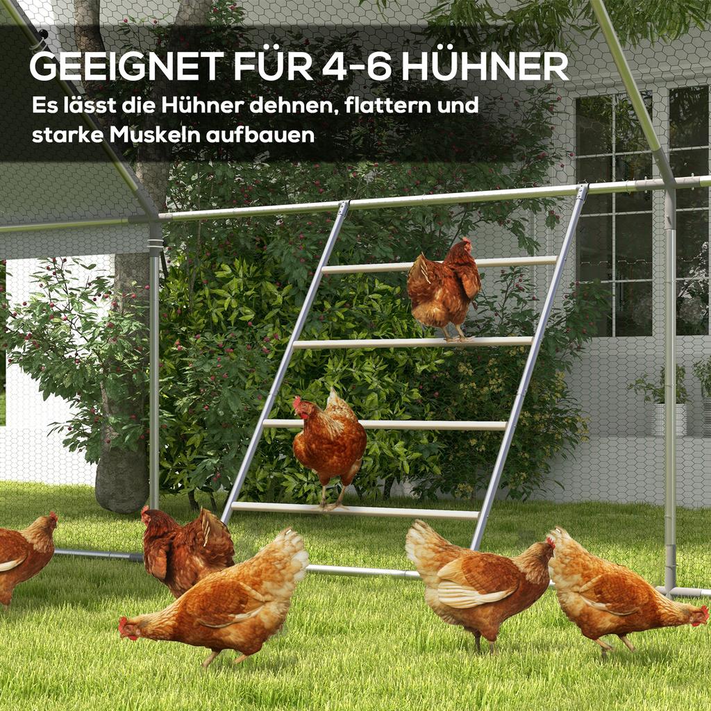 Chicken Perch for Coop, Wooden and Galvanised Steel Roosting Bar Jungle Gym, Chicken Roosting Ladder for Backyard Farm