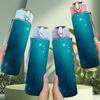 1PC Deep Teal Ocean Texture Print 750ml Color Plastic Sports Water Bottle Leakproof Flip Straw Lid Suitable for Sports Office Home Use