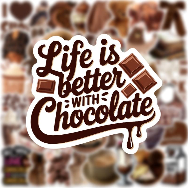 10/30/50PCS Cartoon Chocolate PVC Sticky Sticker Aesthetic DIY Decoration Scrapbooking Hand Accounting Supplies
