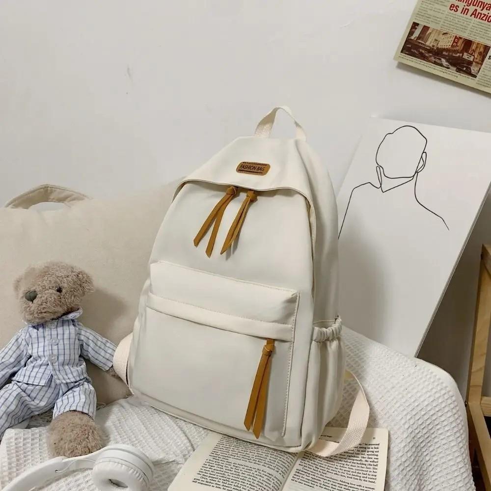 Sac à Dos Scolaire Mode Couleur Unie Sac à Dos Étudiant Durable Grande Capacité Sac Femme