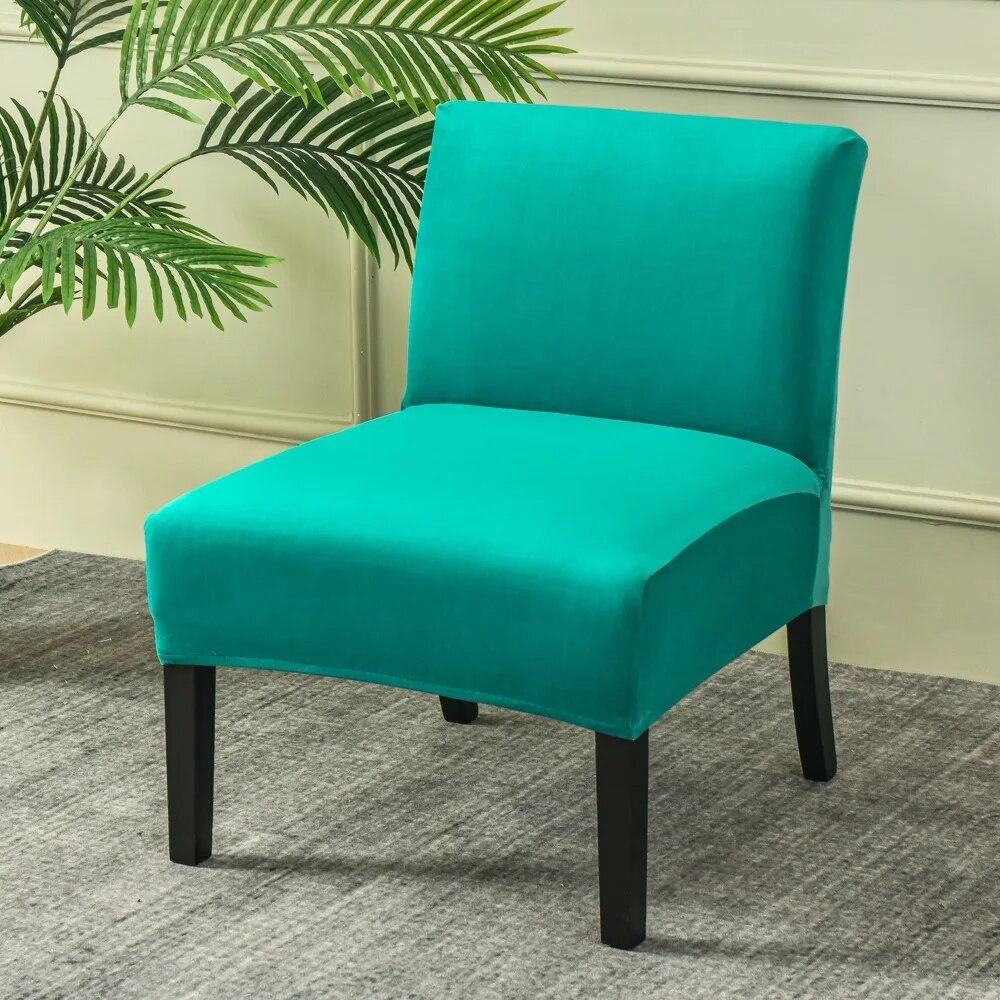 Velvet Armless Chair Cover Solid Color Sofa Stool Slipcover Nordic Accent Stretch Chair Covers Elastic Couch Protector Cover