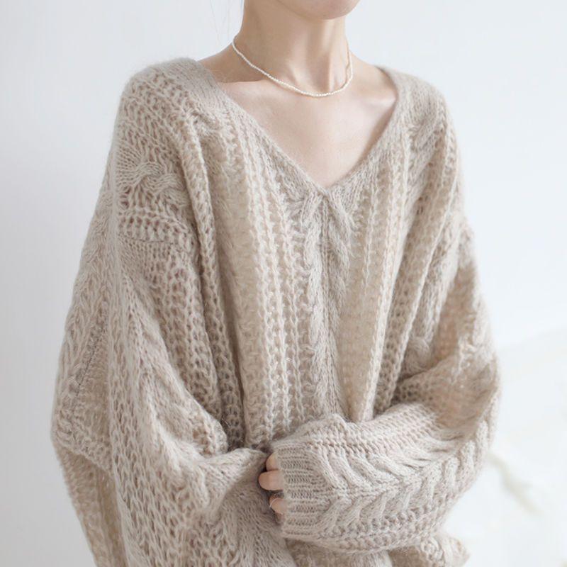 Hollow Out Thin Knitted Sweater for Women Simple and Lazy Style for Spring and Summer Pullover Sweater for Women Loose Top