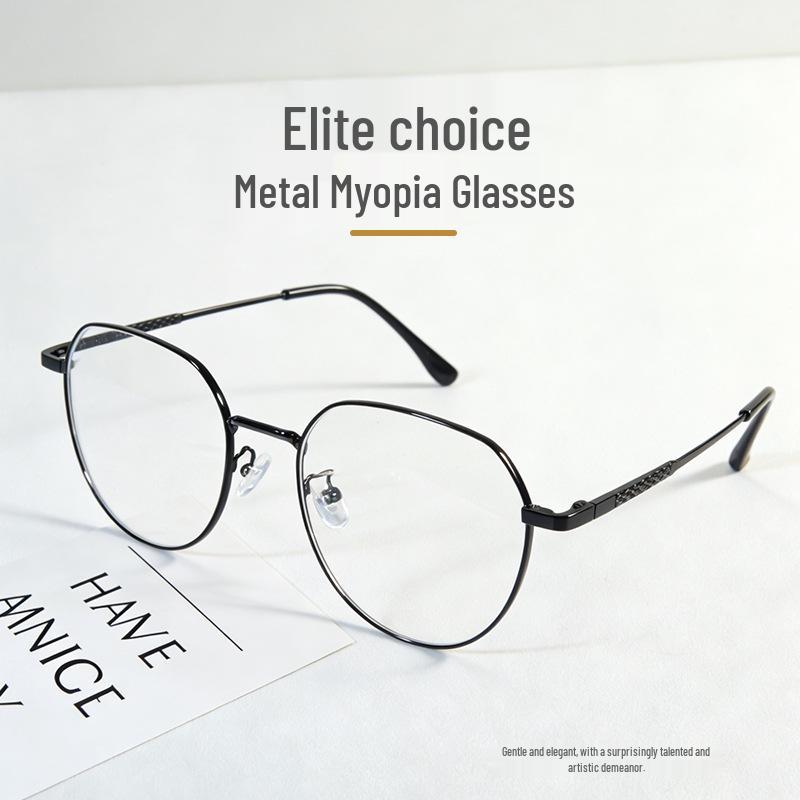 Non-Magnetic Titanium Retro Polygonal Myopia Glasses Frame - Ultra-Light and Customizable for Prescription Lenses серебряный
