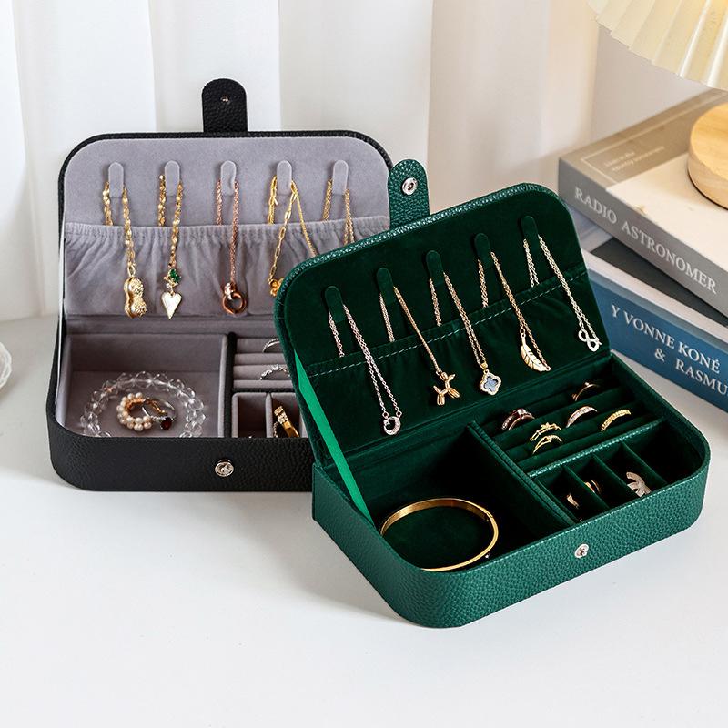 Portable Jewelry Box Jewelry Organizer Display Travel Jewelry Case Boxes Button Pu Leather Storage Zipper Jewelers Packaging