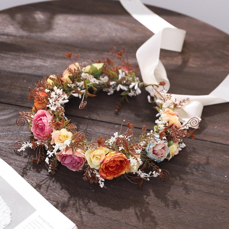 20cm Handgewebte Süße Windblumen Tanzaufführung Erwachsene Kinder Tragen Girlanden Stroh Braut Mädchen Kopfschmuck Accessoires