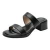 Sheepskin version~ retro thick heel with cool slippers women's summer soft soles are not tired feet slippers beach sandals women