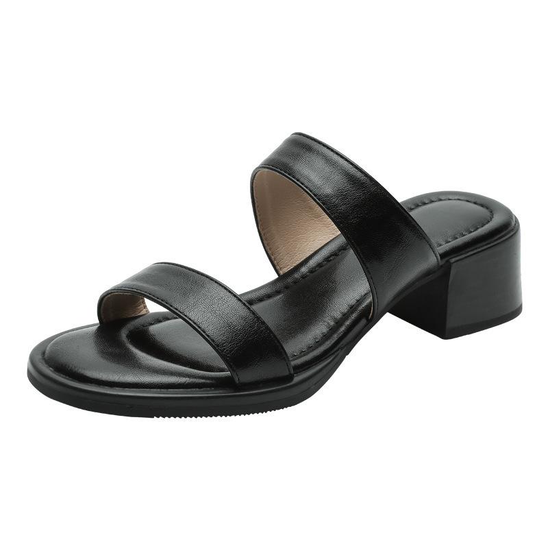 Sheepskin version~ retro thick heel with cool slippers women's summer soft soles are not tired feet slippers beach sandals women