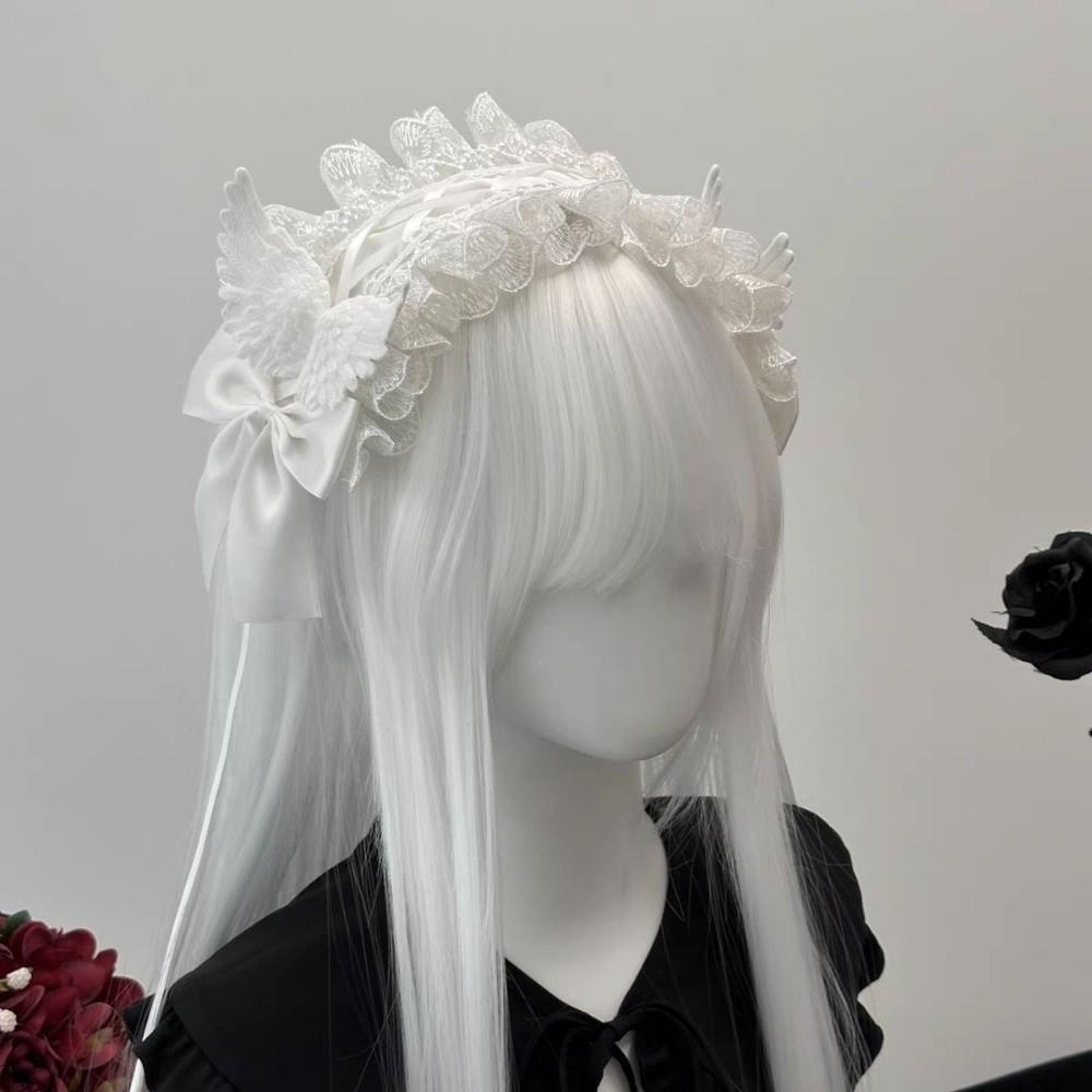 Gothic Lolita Wing Angel Headband Lace Head Wrap New Cosplay Headdress  Hair Accessories