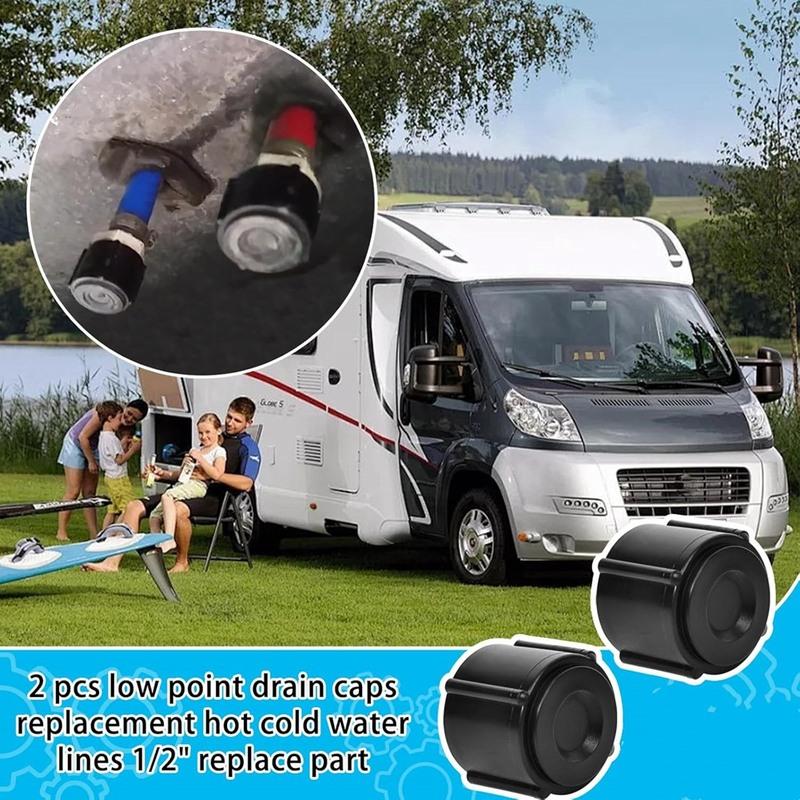 A58X-RV For Hot Cold Water Lines Drain Seal Caps 1/2 Inch Low Point Drain Plugs Fits Travel Trailer Motorhome Plumbing Systems