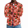 Men's Casual Long Sleeve Shirt with Christmas Print for Spring and Everyday Wear