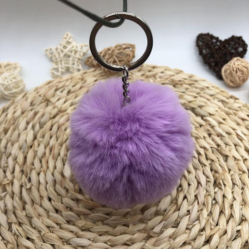 Multicolor Furry Fluffy Puff Ball 8cm Faux Rabbit Fur Ball Pom Pom Keychain