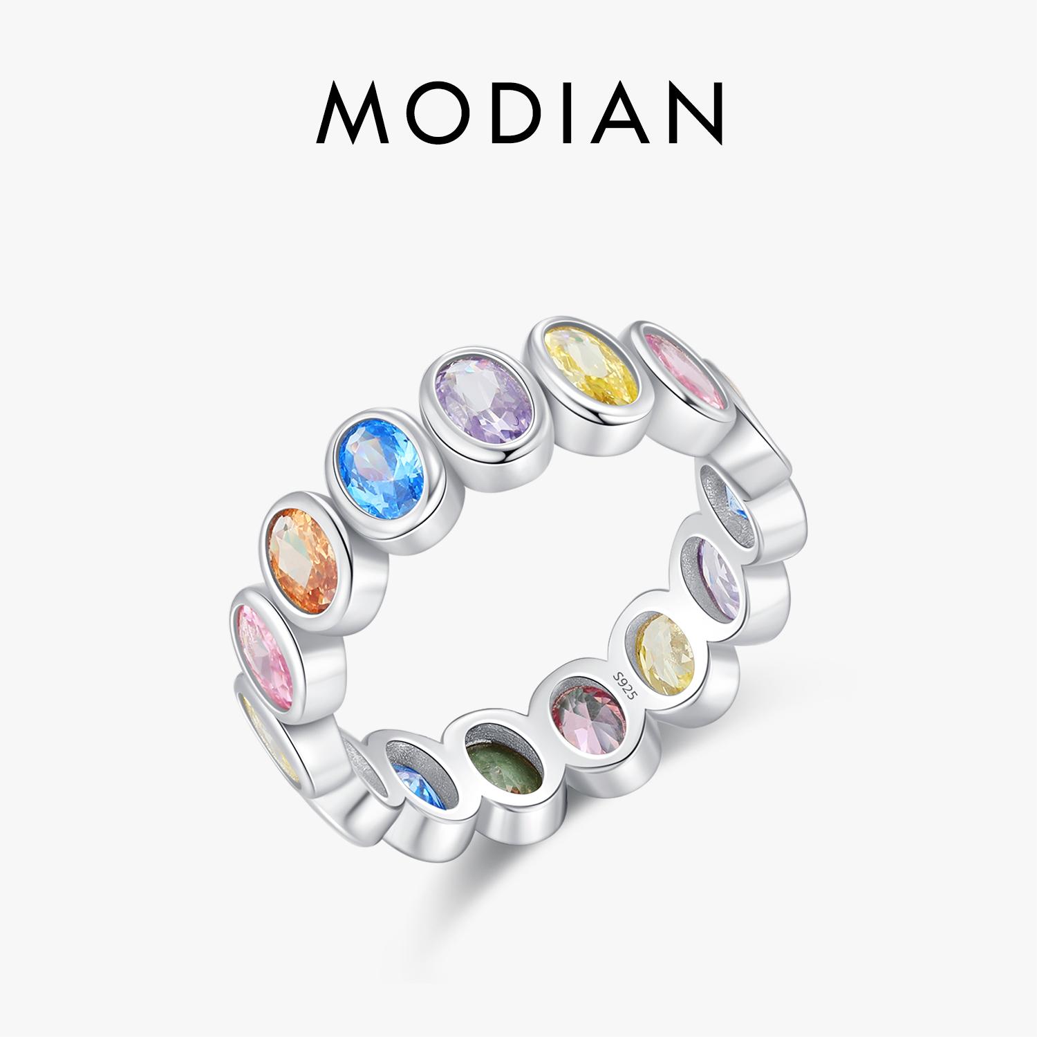 

Модианское серебро 925 пробы Regenboog Kleur Zirkonia Ringen Luxe Bruiloft Verlovingsringen Band Voor Vrouwen Sieraden