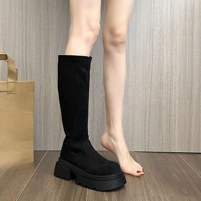 Botas para mujer, pequeñas para hombre, pero botas hasta la rodilla 2024 otoño nuevo elásticas y delgadas retro altas de caballero