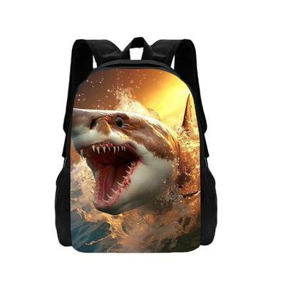 Mochila 3D Estampa de Tubarão Mochila Escolar Infantil Estampa de Animal Cartoon Mochila Escolar para Meninos e Meninas Mochila Infantil Leve