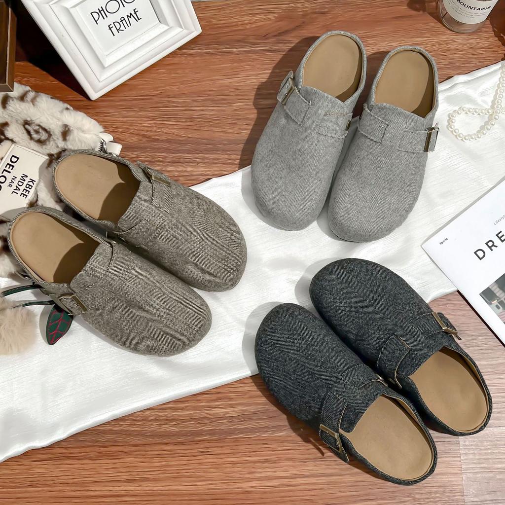 Summer new Baotou Boken Muller shoes women's 2025 new small thick sole inner height increase casual shoes versatile
