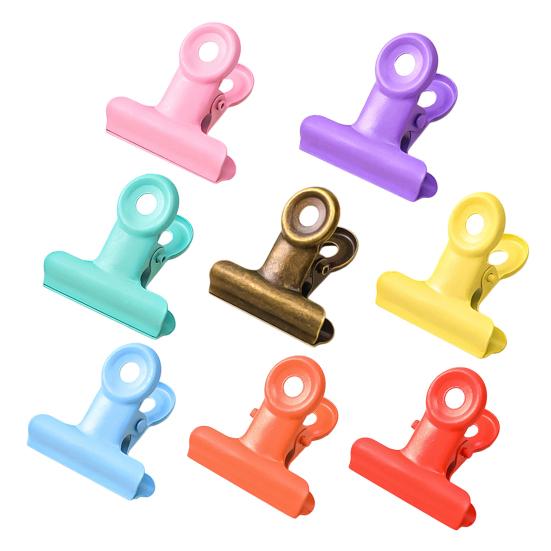 8PCS Binder Clips Round Tail Safety Design Metal Clips Stable Clamping Force Macaron Fresh Color Clips Rust Resistant Office School Supplies