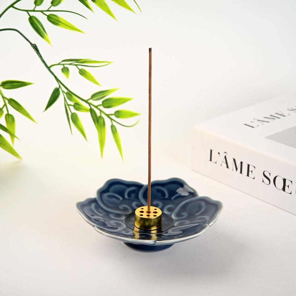 Modern Lotus Ceramic Incense Holder: Multi-Color Zen Tray for Home Aromatherapy and Study Decoration