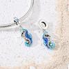 925 Sterling Silver Charms Bead CZ Zircon Blue Seahorse Dangle Fit Original Bracelet DIY Women Jewelry GiftGood Product