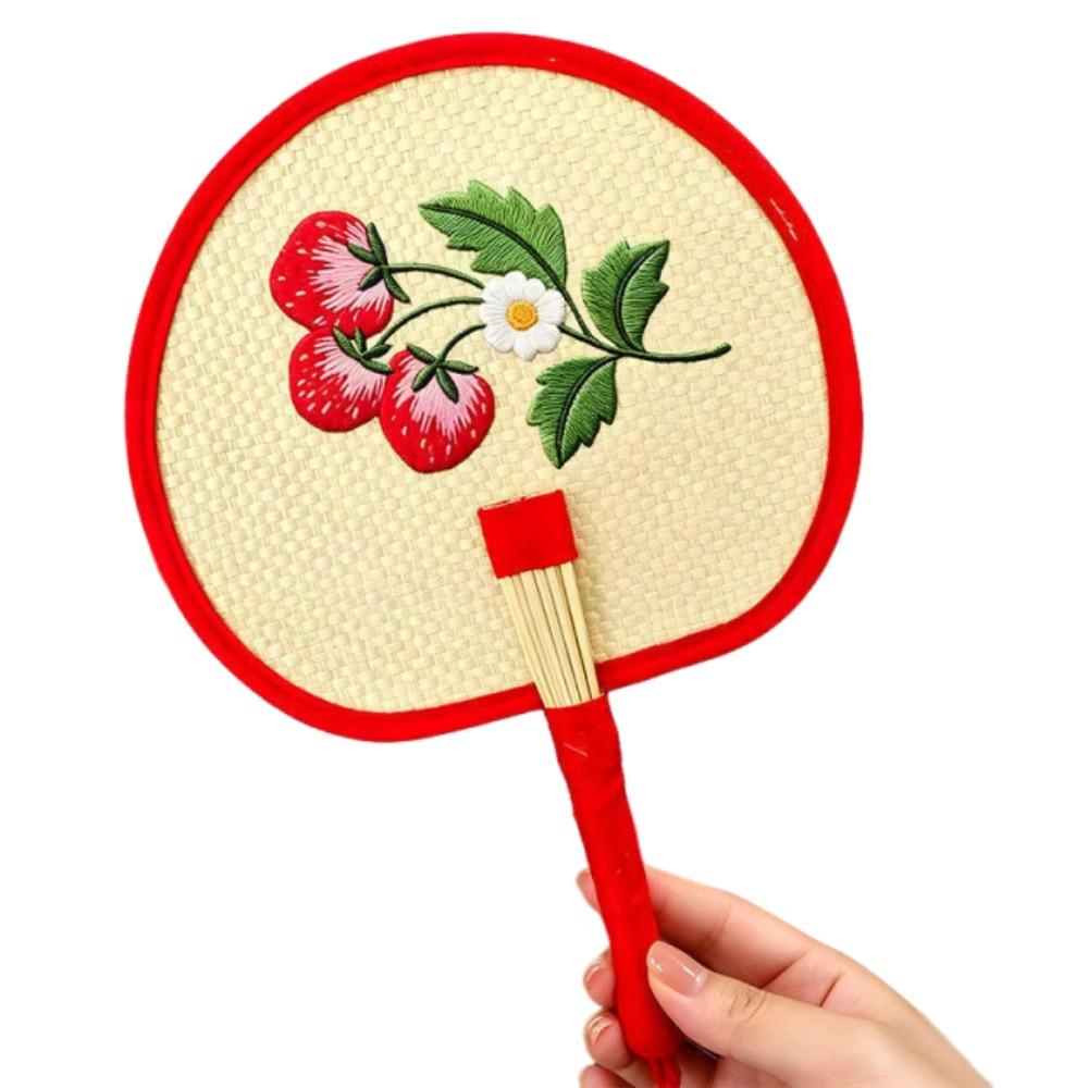 Retro Hand-Woven Fan Chinese Style Hand Cranked Fan Compact Hand Braided Fan Photo Prop