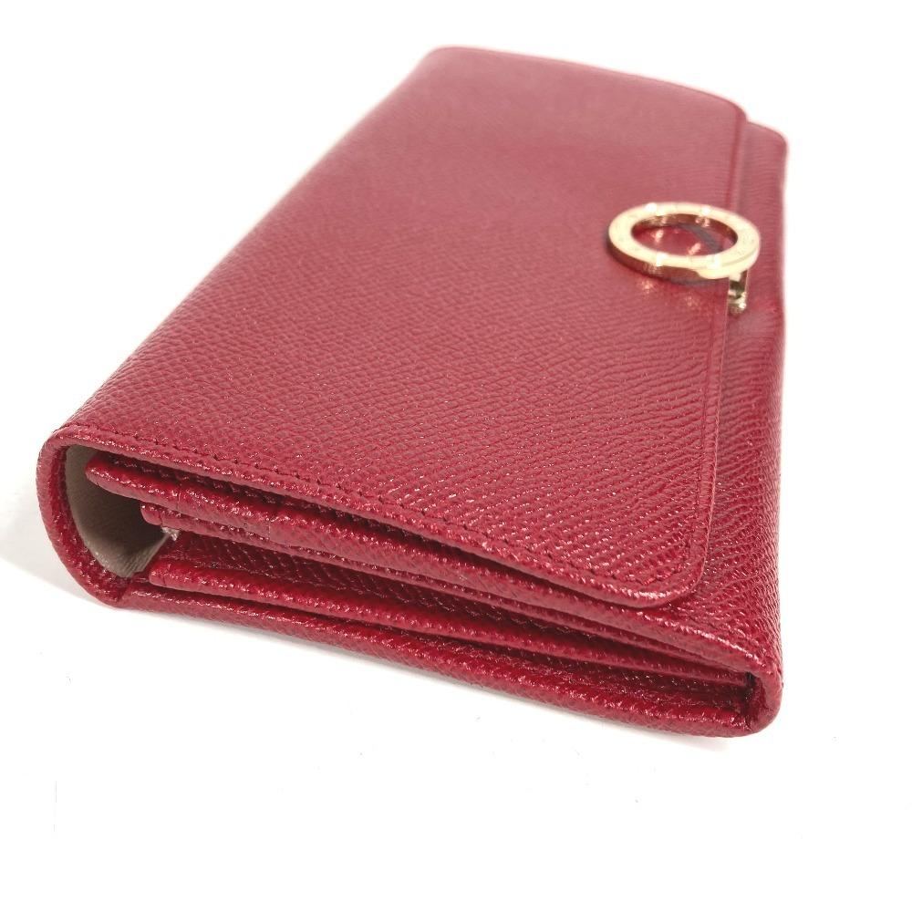 BVLGARI Bulgari Bulgari Logo Clip Bi-fold flap Long Wallet Leather Red