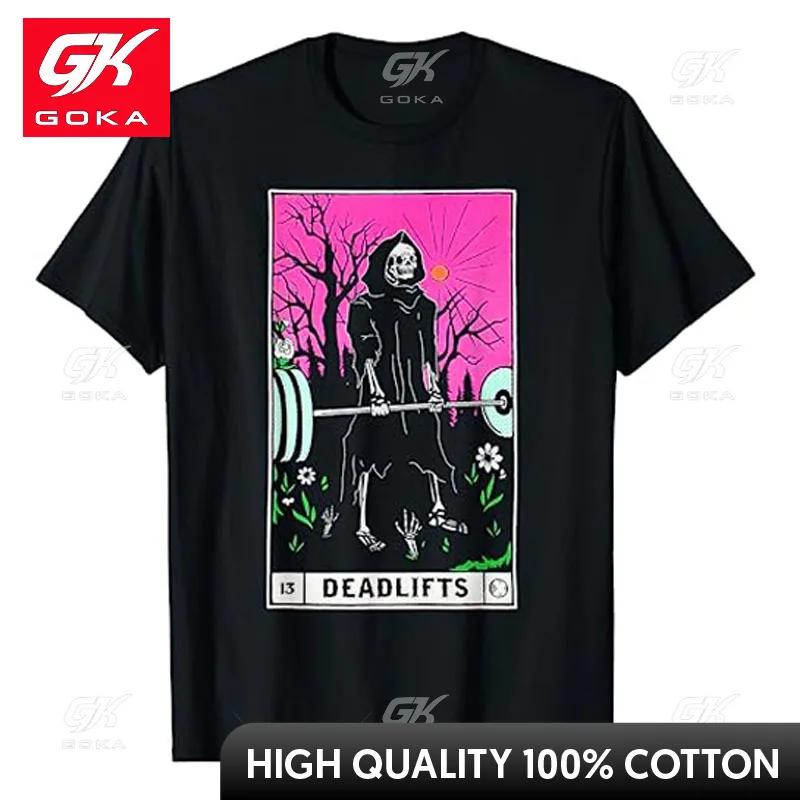 Tarot Card Funny Gym Deadlifts Workout Occult Reading Reader TShirt Funny Ghost Fitness Physical Exercise Graphic Tee Tops Gift S