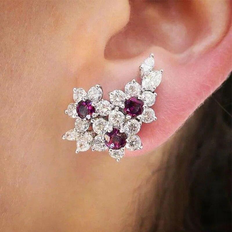 Gorgeous Women's Stud Earrings Full with Dazzling CZ Stone Sparkling Ear Piercing Earrings Party Jewelry Drop Shipping