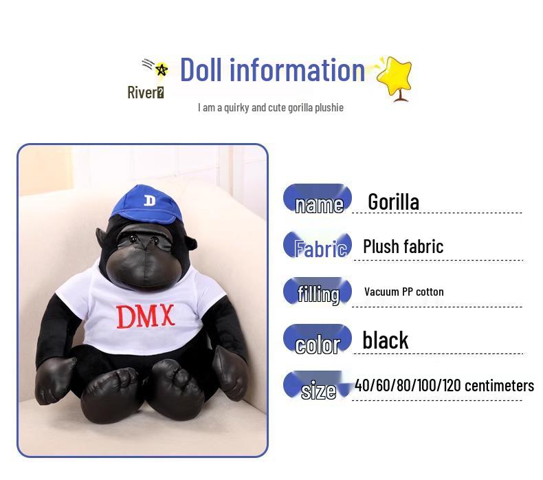 Jucărie de pluș mare Gorilă King Kong Neagră - Co-pilot Creativ Păpușă Maimuță Anime