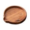 Wooden Tea Tray with U Shaped Opening Multifunction Round Wooden Serving Plate Tray for Tea Fruit