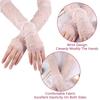 Damen Perlenbesetzte Durchsichtige Tüll Fingerlose Lange Armstulpen Braut Hochzeits Handschuhe Transparentes Netz Armabdeckung für Abendkleid Party Foto Requisiten