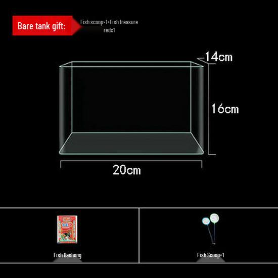 Mini Eco Fish Tank: Hot-Bent Glass, Desktop Goldfish Betta Aquarium, Water-Free Design for Living Room