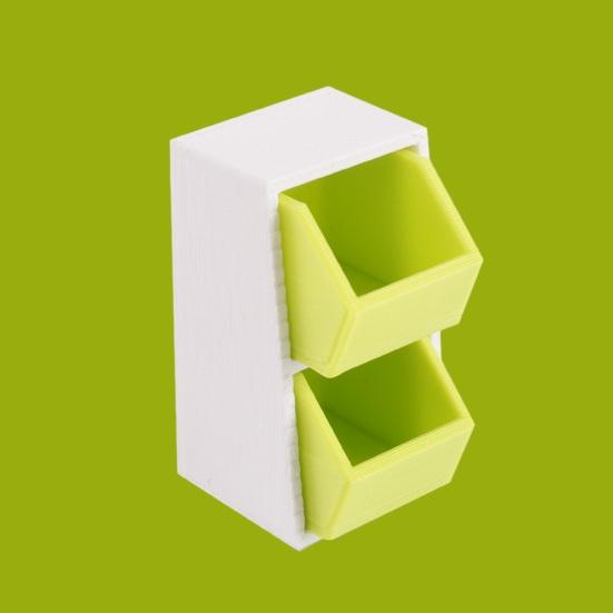 Mini Storage Box 1:12 Scale Miniature Slanted Storage Box Tiny Double Drawer Organizer for Doll Mansion Bedroom Desk