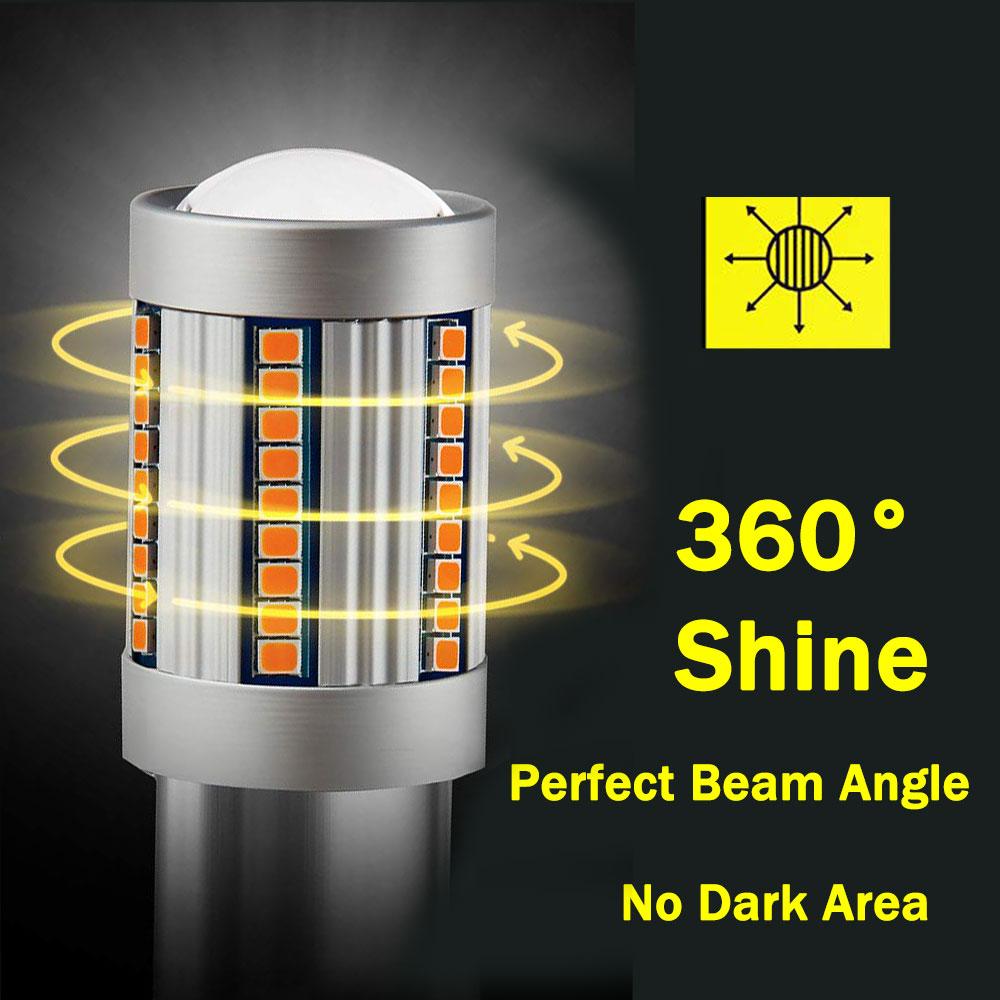 Supber Bright 66SMD 7507 PY21W BAU15S 1156 P21W BA15S T20 7440 WY21W LED Bulb Amber Yellow Turn Signal Light Canbus Error Free