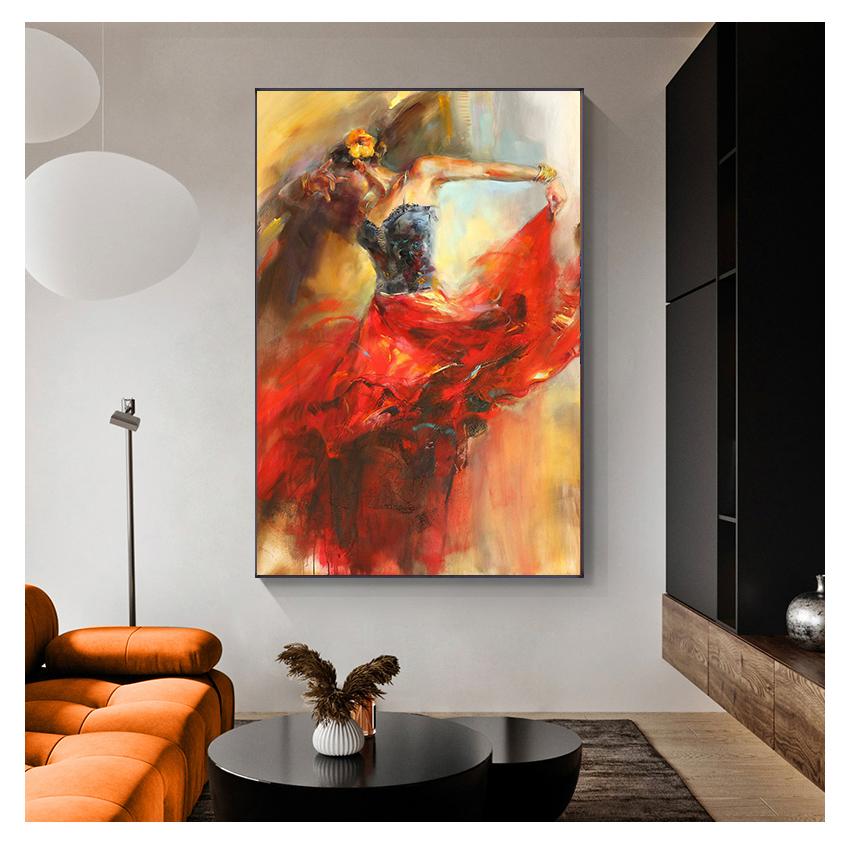 Oil Painting On Canvas Scandinavian Posters and Prints Wall Art Picture for Living Room Cuadros Abstract  Dancing Ballerina Girl