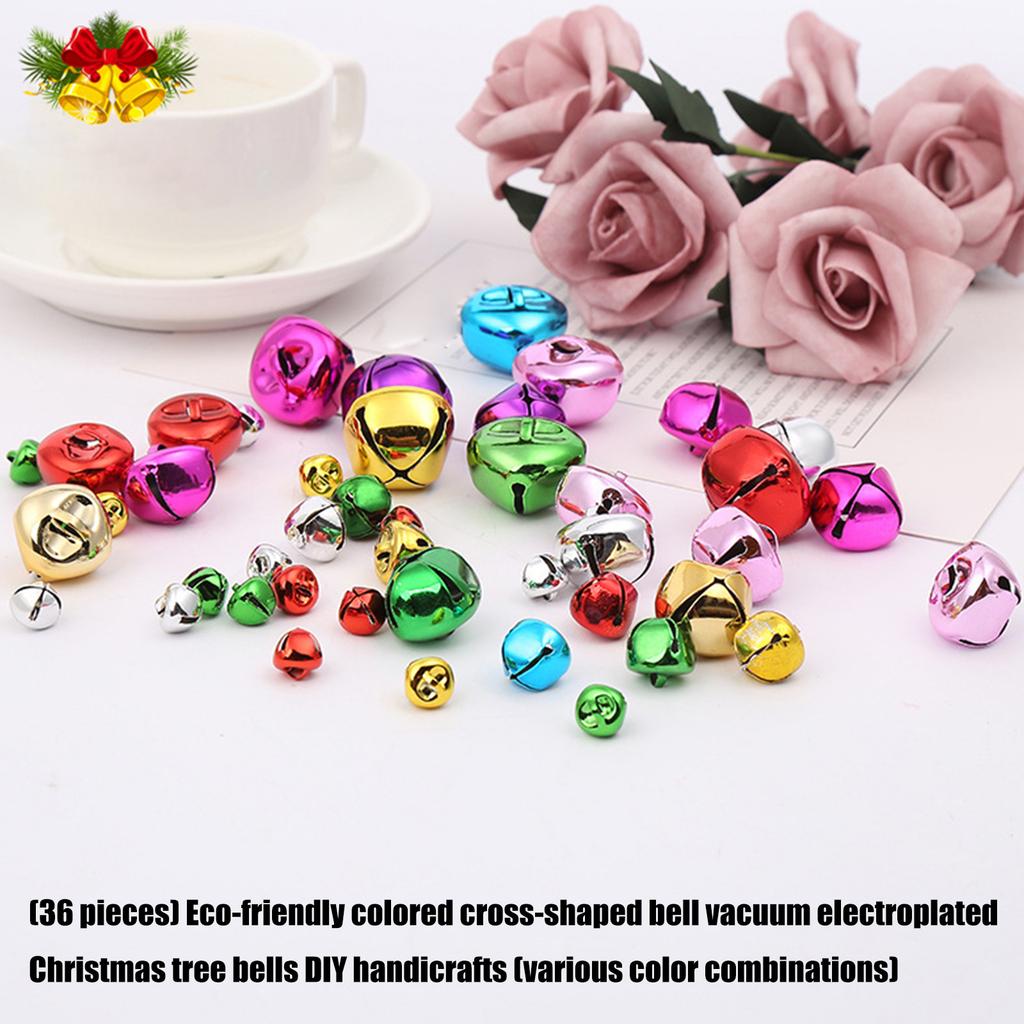 36Pcs Eco Friendly Colorful Cross Bells For Christmas Tree Decorations DIY Crafts With Durable Vacuum Plating Finish