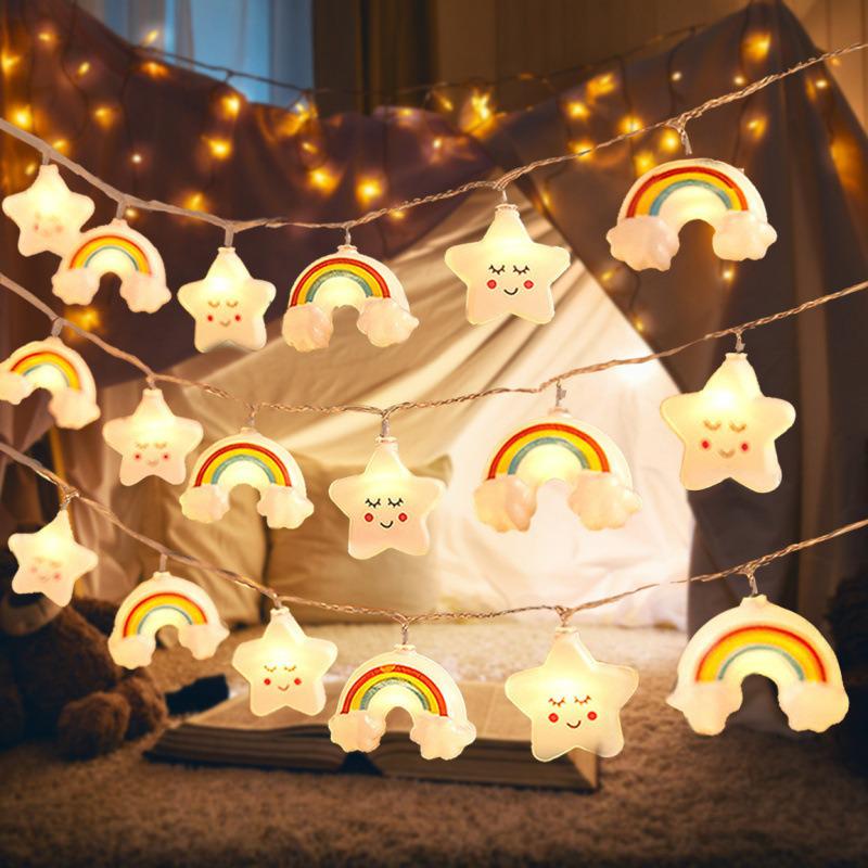 Colorful LED Star & Rainbow Cloud Decorative Tent Hanging Lights
