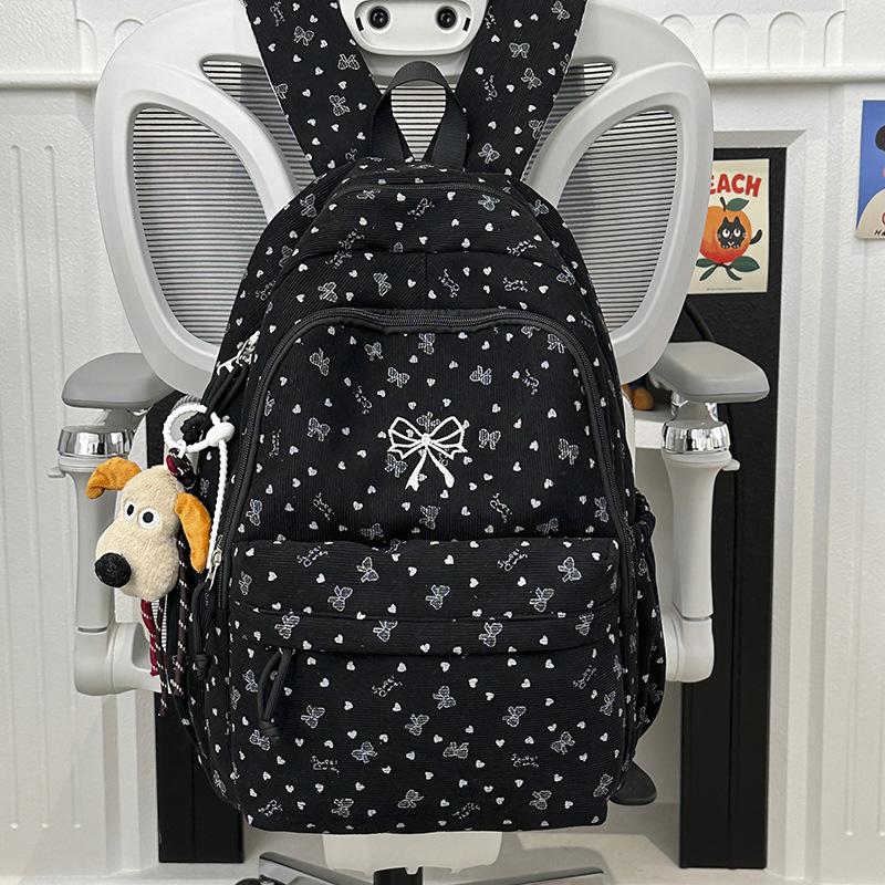 Schoolbag Korean version ins college style fresh bow schoolbag versatile sweet shoulder big size campus students lightweight schoolbag