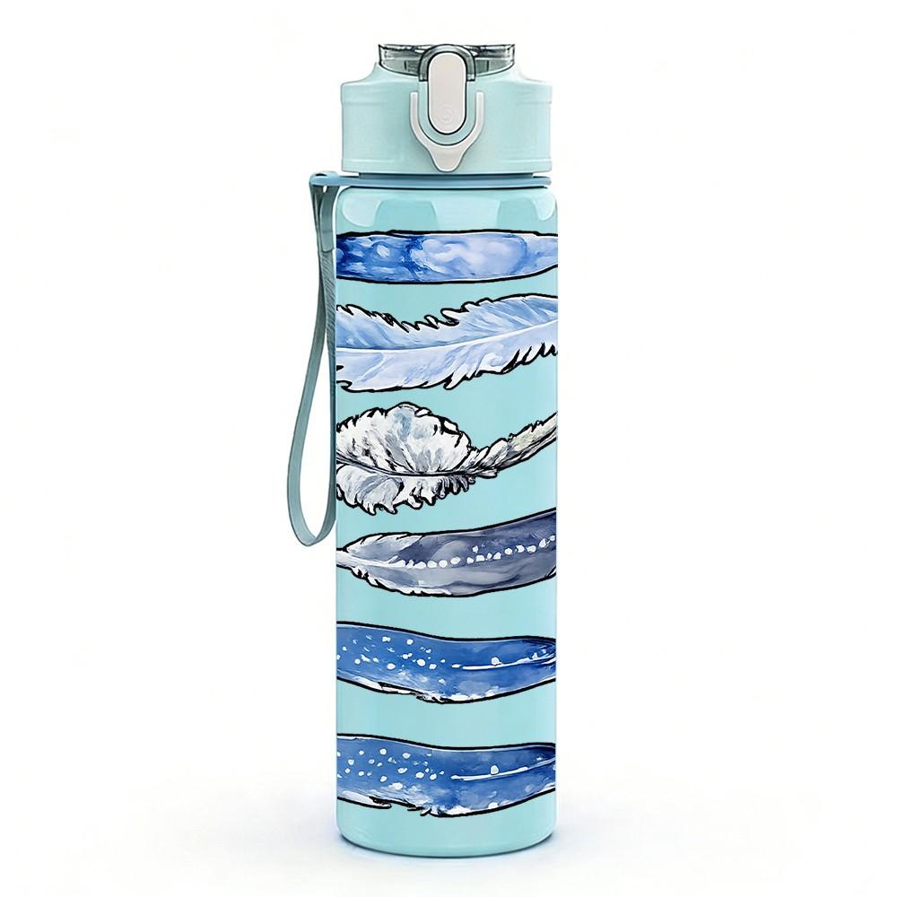1PC Stacked Sea Shell Ocean Element Print 750ml Color Plastic Sports Water Bottle Leakproof Flip Straw Lid Suitable for Sports Office Home Use