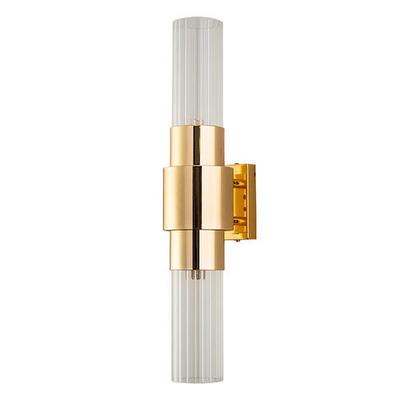 Glass & Brass - Single Tube Wall - 45cm Wall Lamp, Gold Brass