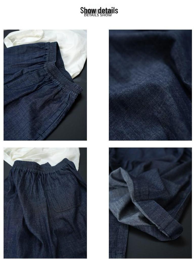 Louvre Summer Korean Retro Wide-Leg Breathable Sun Protection Jeans for Women
