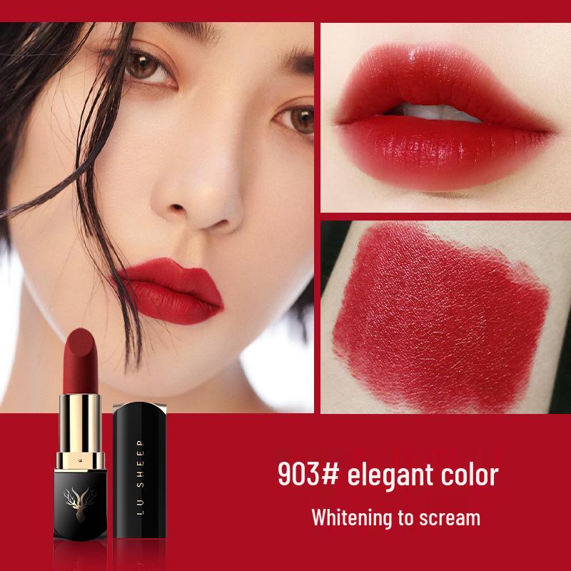 Deer Sheep Moisturizing Velvet Lipstick: Matte, Long-Lasting, Waterproof, Fade-Resistant, Non-Stick.